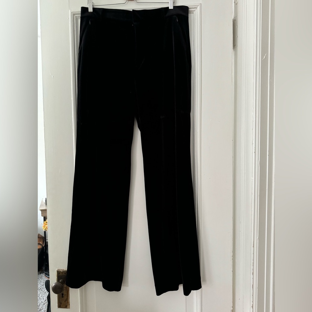 Good American Velvet Wide-Leg Pants in black, size 14/32
